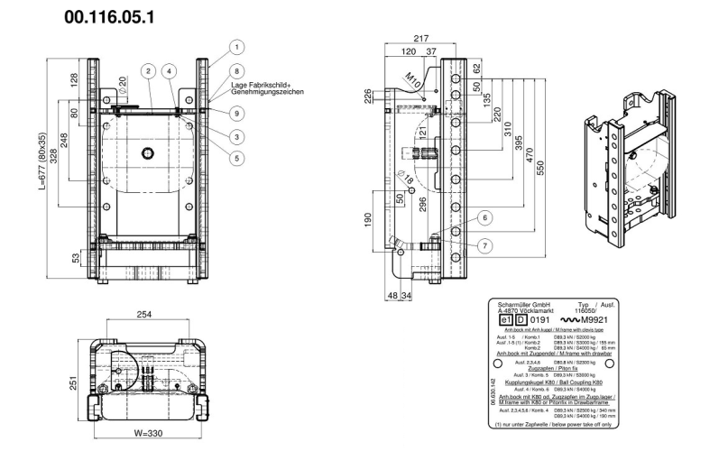 Korpus długi z mocowaniem belki polowej Case, New Holland, Steyr - 00.116.05.1-A02
