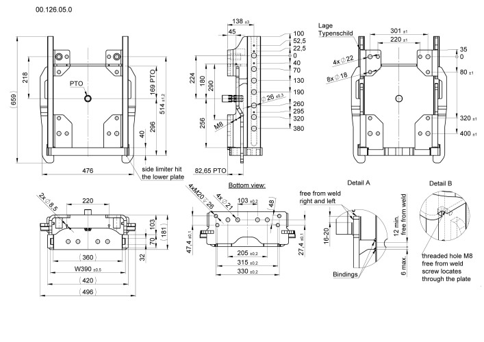 Korpus długi zabudowany Massey Ferguson, Valtra - 00.126.05.0-A11