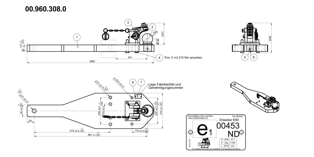 Płyta nośna kulowa K80  Massey Ferguson, Valtra - 00.960.308.0-A11