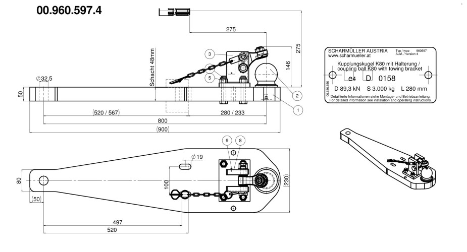Płyta nośna kulowa K80 Case, New Holland, Steyr - 00.960.597.4-A02