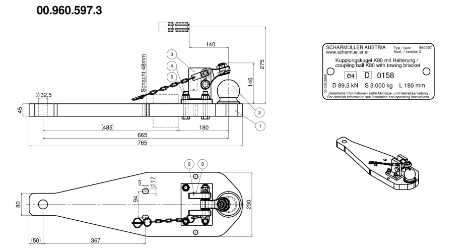 Płyta nośna kulowa K80 Case, New Holland, Steyr - 00.960.597.3-A02