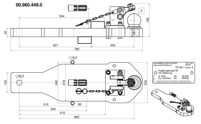 Płyta nośna kulowa K80  Massey Ferguson, Claas, Challenger- 00.960.449.0-A02
