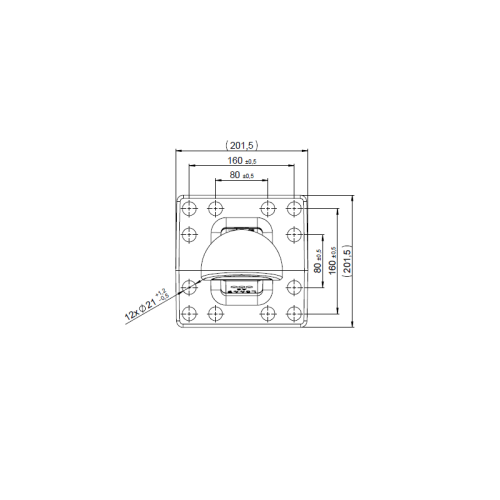 kopia Zaczep flanszowy, oczkowy z łożyskiem kat.5, fi71mm, rozstaw 160x160 - 00.665.18.1-A02