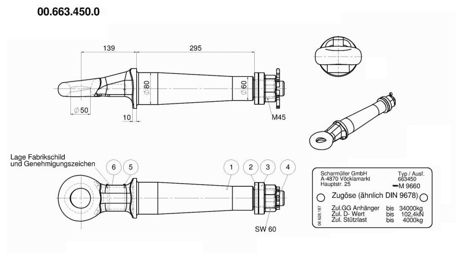 Zaczep oczkowy fi50 do wspawania bez konsoli - 00.663.450.0-A02