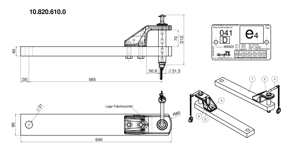 Belka polowa kat.2 fi 31,5mm Valtra, Kubota - 10.820.610.0-A34