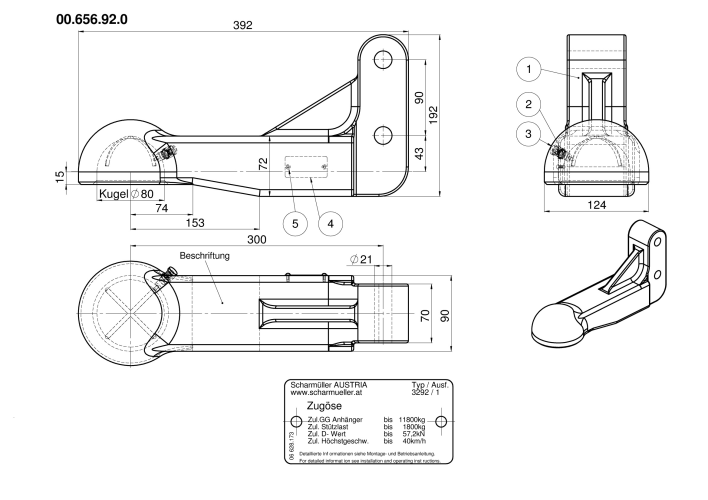Zaczep kątowy kulowy K80  Claas, Grimme - 00.656.92.0-A02